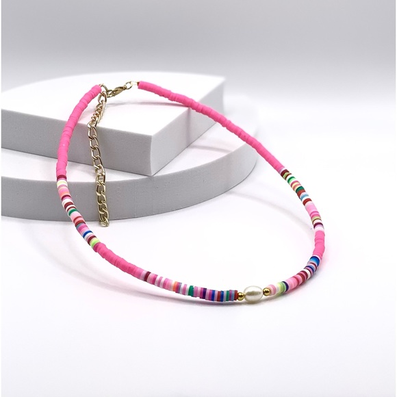 NEW…..Heishi Beaded with Freshwater Pearl Necklace - Picture 3 of 10